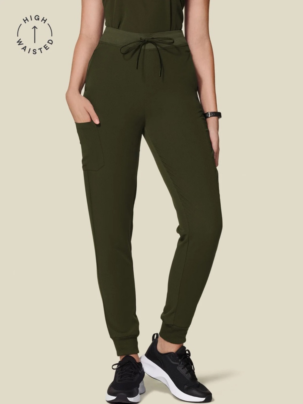 Mandala high waisted joggers in Olive (medium petite)